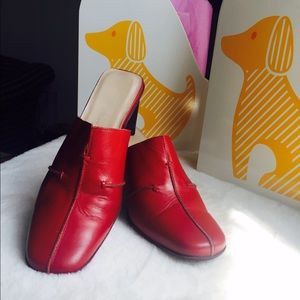 Franco Sarto Red Leather Mules